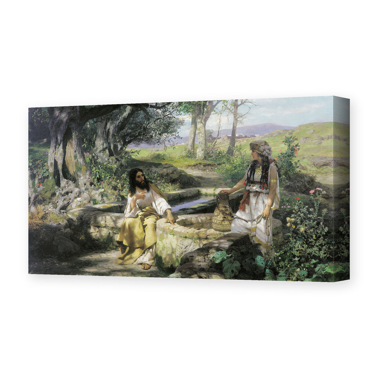 Henryk Siemiradzki's 'Christ and the Samaritan Woman' painting reproduced as a gallery-wrapped canvas print