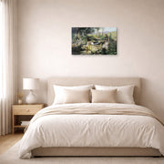 Gallery-wrapped canvas print of Henryk Siemiradzki's Christ and the Samaritan Woman displayed on a wall in a bedroom