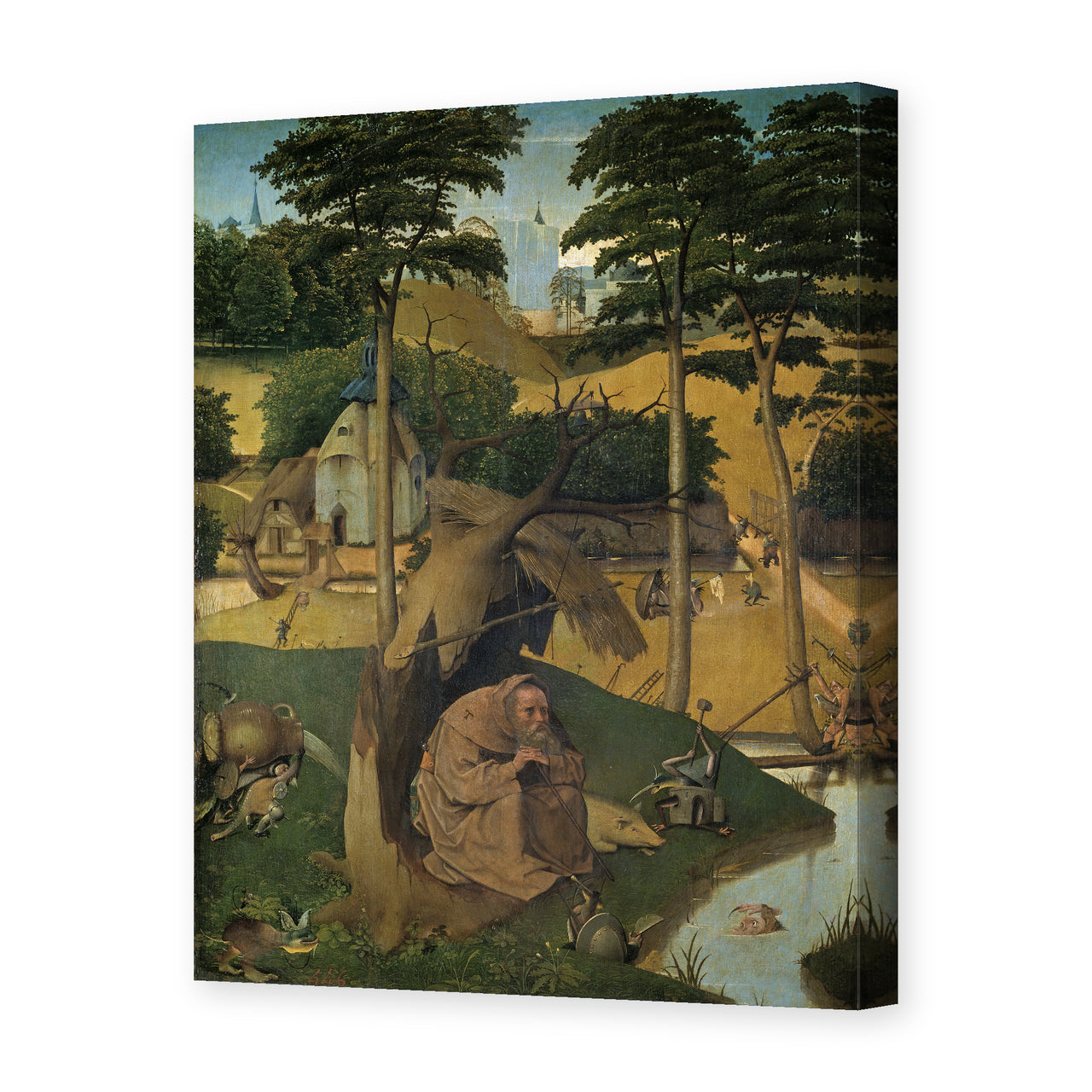 Hieronymus Bosch's 'The Temptation of Saint Anthony' painting reproduced as a gallery-wrapped canvas print