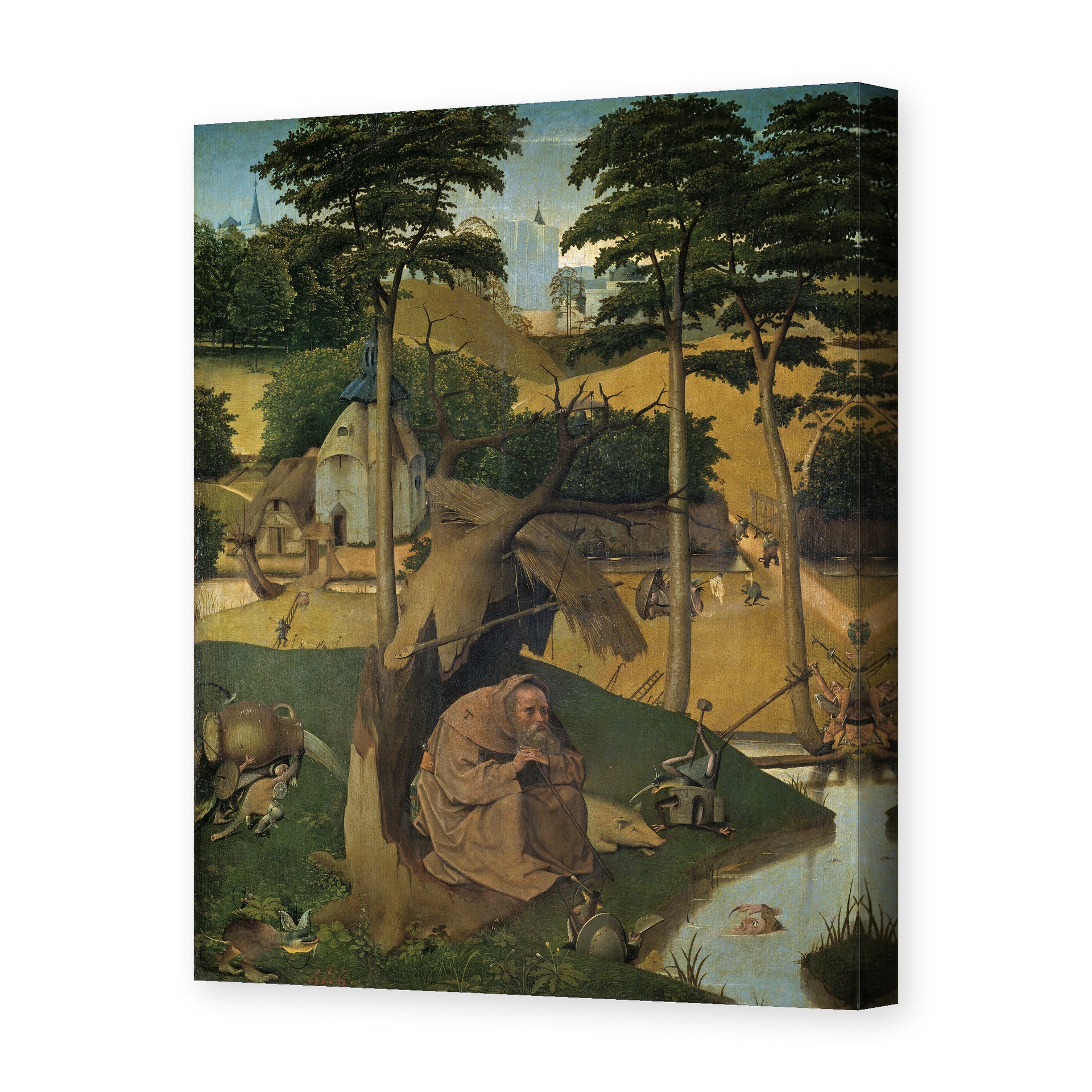 Hieronymus Bosch's 'The Temptation of Saint Anthony' painting reproduced as a gallery-wrapped canvas print