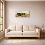 Gallery-wrapped canvas print of Ilya Repin's Barge Haulers on the Volga displayed on a wall in a living room