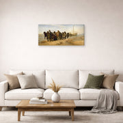 Gallery-wrapped canvas print of Ilya Repin's Barge Haulers on the Volga displayed on a wall in a living room
