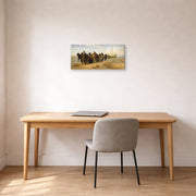 Gallery-wrapped canvas print of Ilya Repin's Barge Haulers on the Volga displayed on a wall in a office