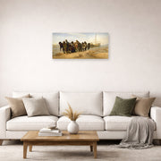 Unframed poster print of Ilya Repin's Barge Haulers on the Volga displayed on a wall in a living room