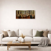 Gallery-wrapped canvas print of Ilya Repin's Ceremonial Sitting of the State Council displayed on a wall in a living room