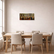 Unframed poster print of Ilya Repin's Ceremonial Sitting of the State Council displayed on a wall in a dining