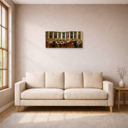 Unframed poster print of Ilya Repin's Ceremonial Sitting of the State Council displayed on a wall in a living room