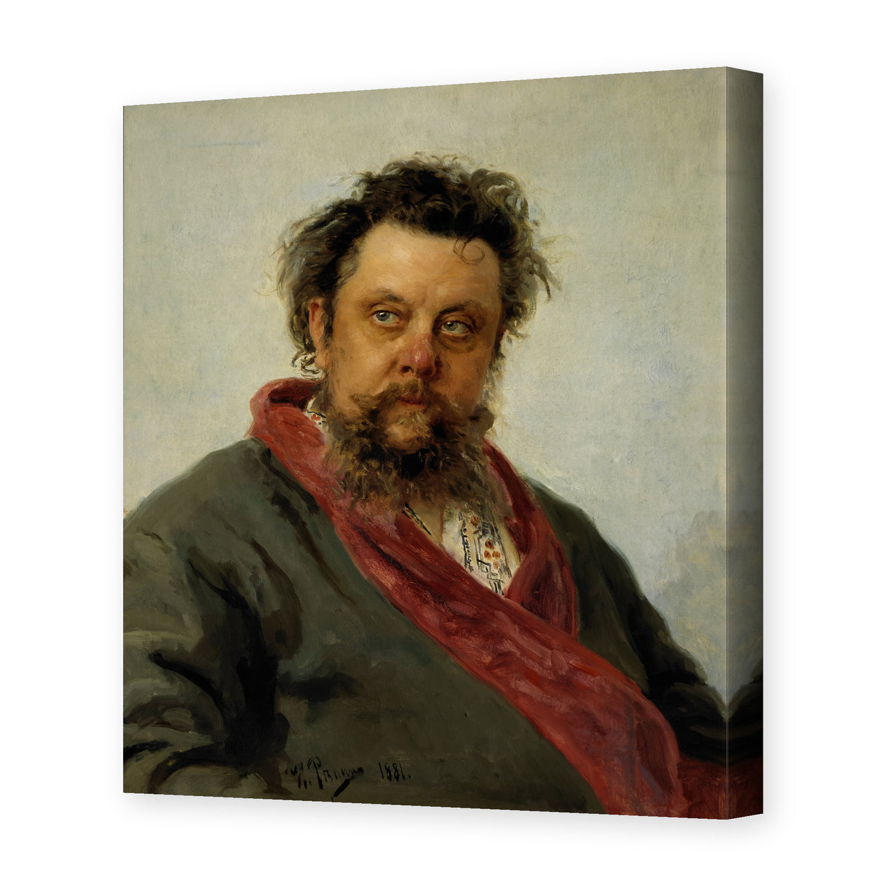Ilya Repin's 'Portrait of the Composer Modest Mussorgsky', depicting composer Modest Mussorgsky, reproduced as a gallery-wrapped canvas print