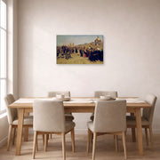 Gallery-wrapped canvas print of Ilya Repin's Religious Procession in Kursk Province displayed on a wall in a dining