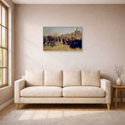 Gallery-wrapped canvas print of Ilya Repin's Religious Procession in Kursk Province displayed on a wall in a living room