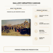 Ilya Repin - Religious Procession in Kursk Province gallery wrap canvas construction and hanging details infographic
