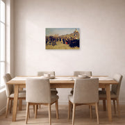 Unframed poster print of Ilya Repin's Religious Procession in Kursk Province displayed on a wall in a dining