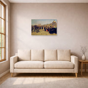 Unframed poster print of Ilya Repin's Religious Procession in Kursk Province displayed on a wall in a living room