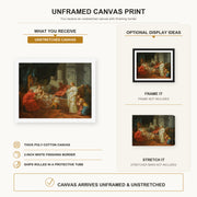 Jacques-Louis David - Erasistratus Discovers the Cause of Antiochus’s canvas print size comparison and framing display infographic