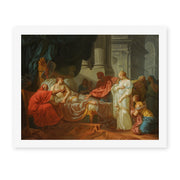 Jacques-Louis David's 'Erasistratus Discovers the Cause of Antiochus’s' painting reproduced as a rolled canvas print