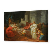 Jacques-Louis David's 'Erasistratus Discovers the Cause of Antiochus’s' painting reproduced as a gallery-wrapped canvas print