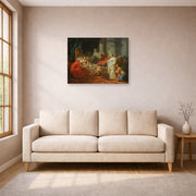 Gallery-wrapped canvas print of Jacques-Louis David's 'Erasistratus Discovers the Cause of Antiochus’s' displayed on a wall in a living room
