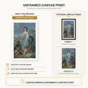 Jacques-Louis David - Mademoiselle Guimard as Terpsichore canvas print size comparison and framing display infographic