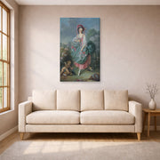 Gallery-wrapped canvas print of Jacques-Louis David's 'Mademoiselle Guimard as Terpsichore' displayed on a wall in a living room