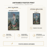 Jacques-Louis David - Mademoiselle Guimard as Terpsichore poster print size comparison and framing display infographic