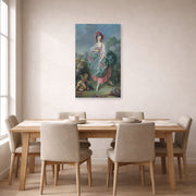 Unframed poster print of Jacques-Louis David's 'Mademoiselle Guimard as Terpsichore' displayed on a wall in a dining room