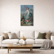 Unframed poster print of Jacques-Louis David's 'Mademoiselle Guimard as Terpsichore' displayed on a wall in a living room