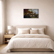Gallery-wrapped canvas print of Jacques-Louis David's 'Oath of Troops to the Emperor after the Deal Eagles' displayed on a wall in a bedroom
