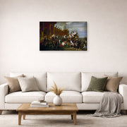 Gallery-wrapped canvas print of Jacques-Louis David's 'Oath of Troops to the Emperor after the Deal Eagles' displayed on a wall in a living room