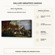Jacques-Louis David - Oath of Troops to the Emperor after the Deal Eagles gallery wrap canvas construction and hanging details infographic
