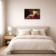 Gallery-wrapped canvas print of Jacques-Louis David's 'Patroclus' displayed on a wall in a bedroom