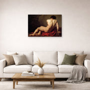 Gallery-wrapped canvas print of Jacques-Louis David's 'Patroclus' displayed on a wall in a living room