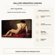 Jacques-Louis David - Patroclus gallery wrap canvas construction and hanging details infographic