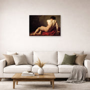 Unframed poster print of Jacques-Louis David's 'Patroclus' displayed on a wall in a living room