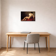 Unframed poster print of Jacques-Louis David's 'Patroclus' displayed on a wall in an office