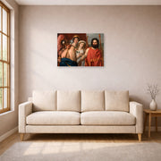 Unframed poster print of Jacques-Louis David's 'The Anger of Achilles' displayed on a wall in a living room