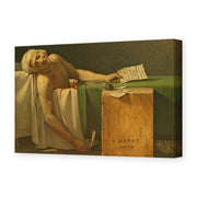 Jacques-Louis David's 'The Death of Marat' painting reproduced as a gallery-wrapped canvas print, David's 1793 tribute to the slain revolutionary leader