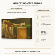 Jacques-Louis David - The Death of Marat gallery wrap canvas construction and hanging details infographic