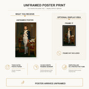 Jacques-Louis David - The Emperor Napoleon in His Study at the Tuileries poster print size comparison and framing display infographic