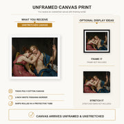 Jacques-Louis David - The Farewell of Telemachus and Eucharis canvas print size comparison and framing display infographic