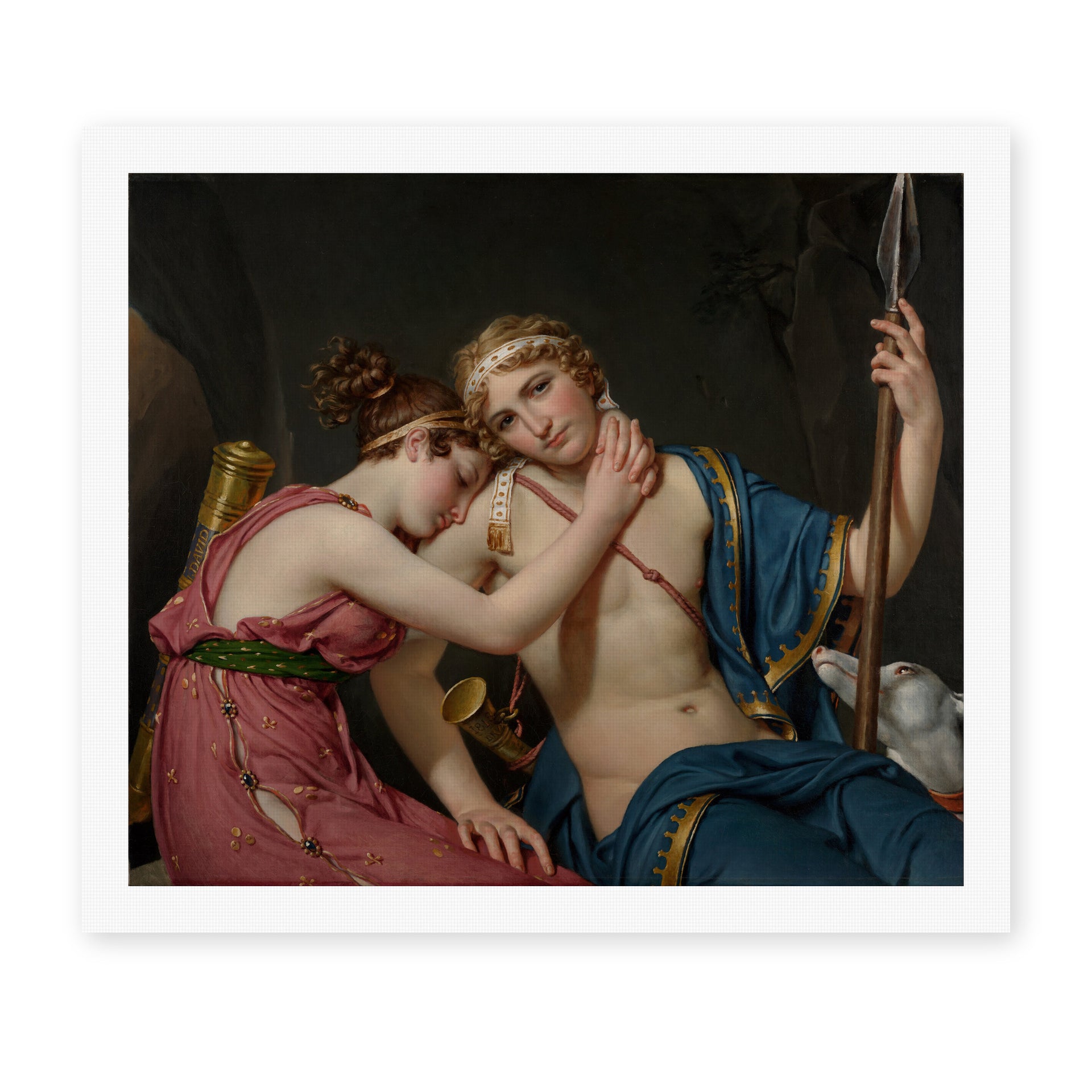 Jacques-Louis David's 'The Farewell of Telemachus and Eucharis' painting reproduced as a rolled canvas print