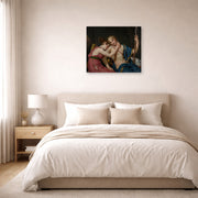 Gallery-wrapped canvas print of Jacques-Louis David's 'The Farewell of Telemachus and Eucharis' displayed on a wall in a bedroom
