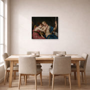 Gallery-wrapped canvas print of Jacques-Louis David's 'The Farewell of Telemachus and Eucharis' displayed on a wall in a dining room