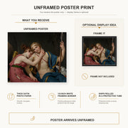 Jacques-Louis David - The Farewell of Telemachus and Eucharis poster print size comparison and framing display infographic