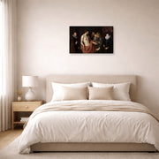 Gallery-wrapped canvas print of Jacques-Louis David's 'The Incredulity of Saint Thomas' displayed on a wall in a bedroom