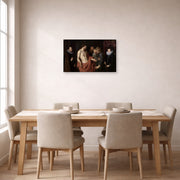Gallery-wrapped canvas print of Jacques-Louis David's 'The Incredulity of Saint Thomas' displayed on a wall in a dining room
