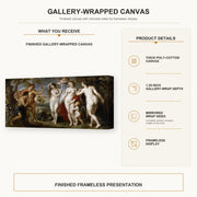 Jacques-Louis David - The Judgment of Paris (1639) gallery wrap canvas construction and hanging details infographic