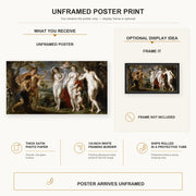 Jacques-Louis David - The Judgment of Paris (1639) poster print size comparison and framing display infographic