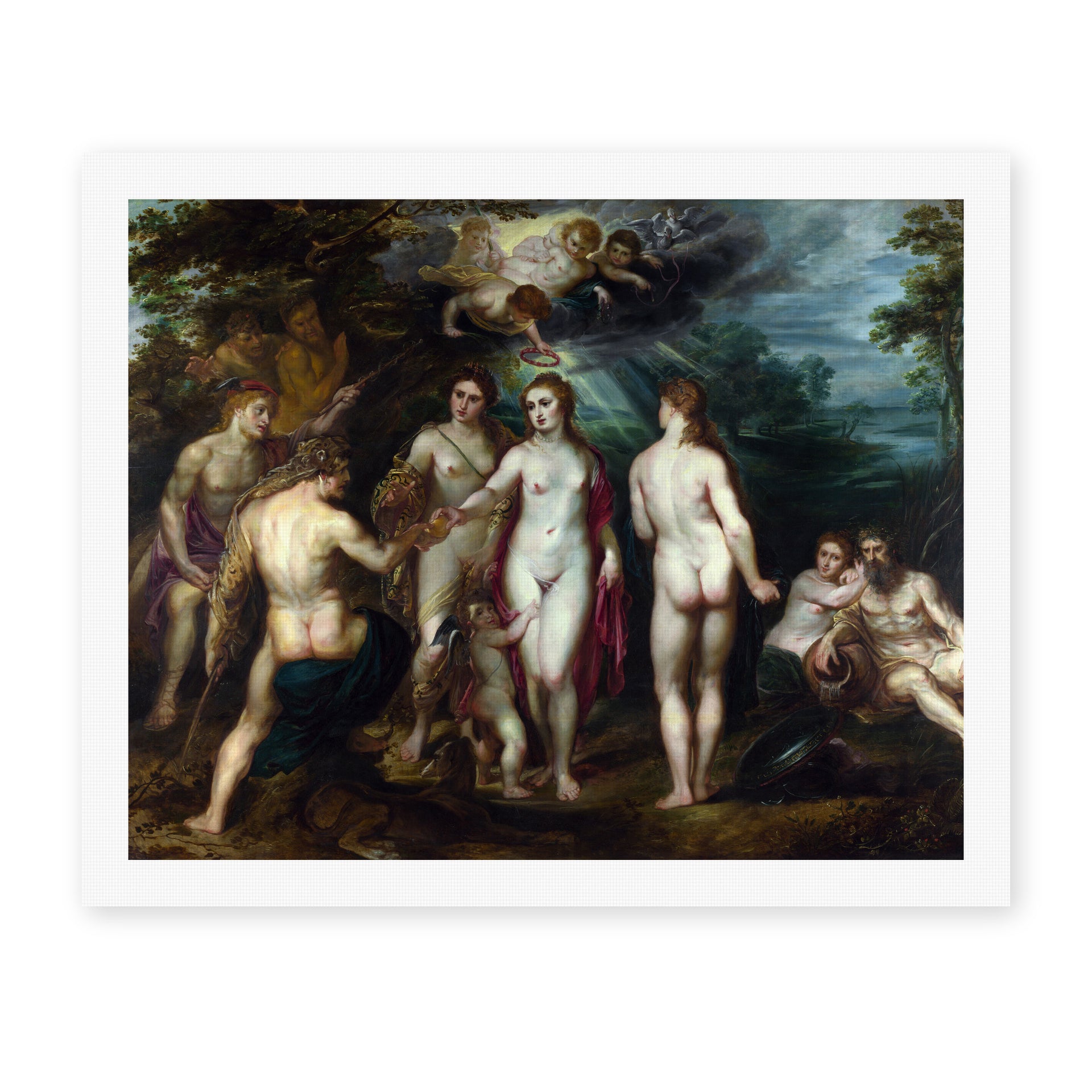 Jacques-Louis David's 'The Judgment of Paris' painting reproduced as a rolled canvas print