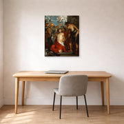 Gallery-wrapped canvas print of Jacques-Louis David's 'The Martyrdom of Saint George' displayed on a wall in an office