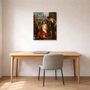 Unframed poster print of Jacques-Louis David's 'The Martyrdom of Saint George' displayed on a wall in an office